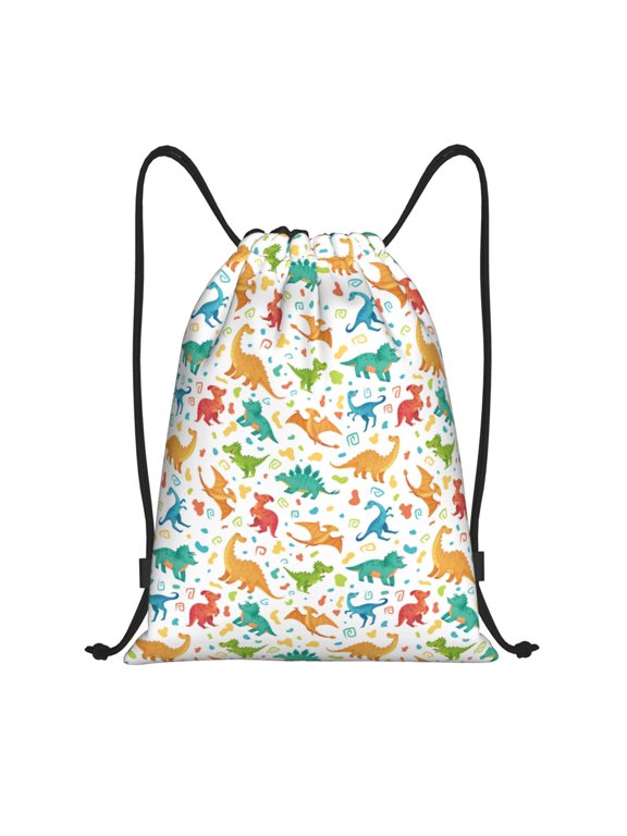 Dinosaur Print Drawstring Backpack,Drawstring Bags String Backpack Gym Cinch Sack Backpack Sport Bag Draw-Small