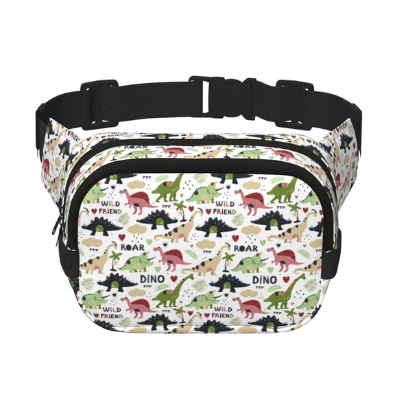 Honeii Dinosaur Print Square Double Layer Waist Bag,Waist Belt Bag Fashion Fanny Women and Men,For Travel Running Hiking Walking