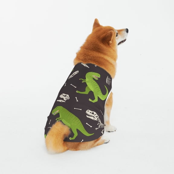 Honeii Dinosaur Skeleton Pattern 100% Cotton Dog Clothes Dog Costumes Doggie Shirts Puppy Shirt Pet Vest Tank Top Cat Tee-3X-Large
