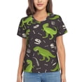 thumbnail image 1 of Honeii Dinosaur Skeleton Print Women's Classic V-Neck T-Shirt,Womens Fashion Tops,Stylish Everyday Top for Women, Casual Summer Spring Outfits Clothes-XX-Large, 1 of 5
