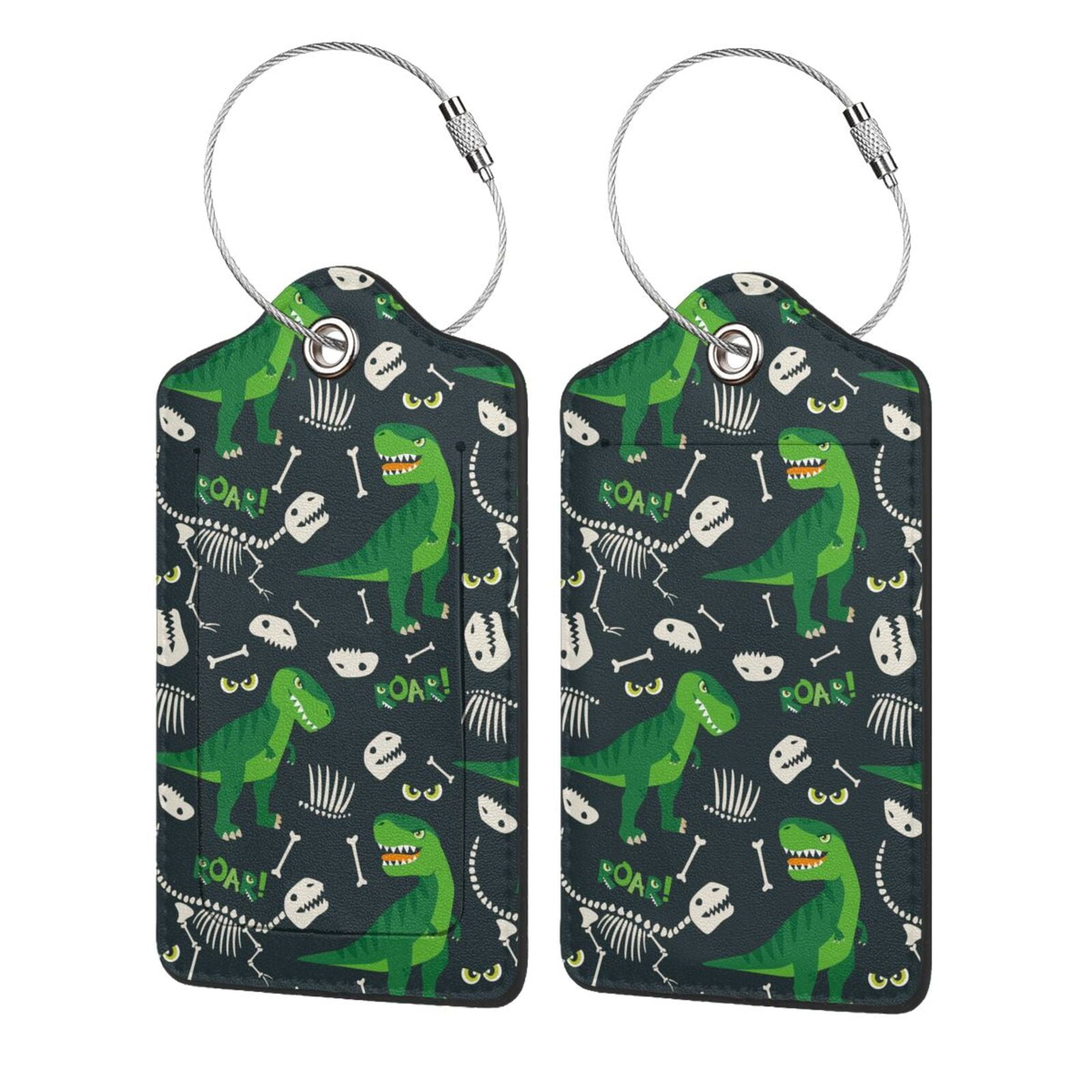 Honeii Dinosaur and Bone Print Leather Luggage Tag for Suitcases,ID ...