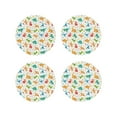 thumbnail image 1 of Honeii Dinosaur print Leather Coaster Set of 4, ideal for safeguarding your furniture from drinks spills and effortless cleanup-Round Shape, 1 of 6