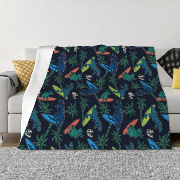 Honeii Dinosaur print throw blanket, crafted from cozy cotton flannel, offers versatile home decor as a bedding suitable for all seasons.-50"x40"