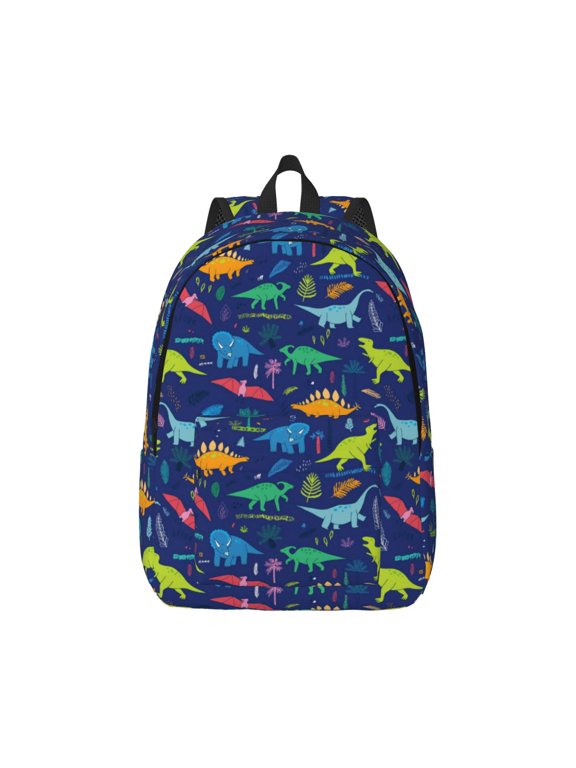 Dinosaurs Adventure Print Canvas College Laptop Backpack, Durable Rucksack Travel Notebook Bag School Backpack Book Bag for Men Women-Medium