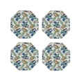 thumbnail image 1 of Honeii Dinosaurs And Leaves print Leather Coaster Set of 4, ideal for safeguarding your furniture from drinks spills and effortless cleanup-Octagon, 1 of 6