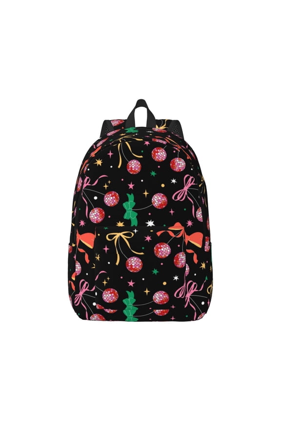 Disco Mirror Ball Print Canvas College Laptop Backpack, Durable Rucksack Travel Notebook Bag School Backpack Book Bag for Men Women-Medium