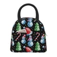 thumbnail image 1 of Honeii Disco Mirror Ball Snowman Print Insulated Lunch Bag Women Reusable Lunch Box with Pocket for Work Picnic Travel -One Size, 1 of 6