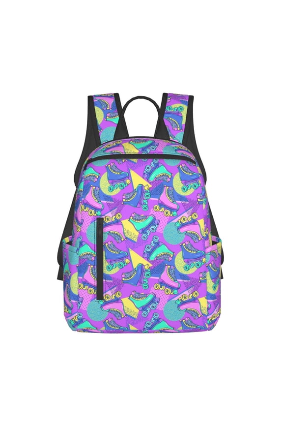 Disco Roller Skates Print Lightweight Backpacks,Carry on Backpack,Durable Backpack for School, Work & Travel
