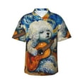 thumbnail image 1 of Honeii Dog Guitar Starry Night Print Men’s Hawaiian Shirt,Classic Button-Down Short Sleeve Shirt, for Beach, Vacation, and Outdoor Activities,Large, 1 of 7