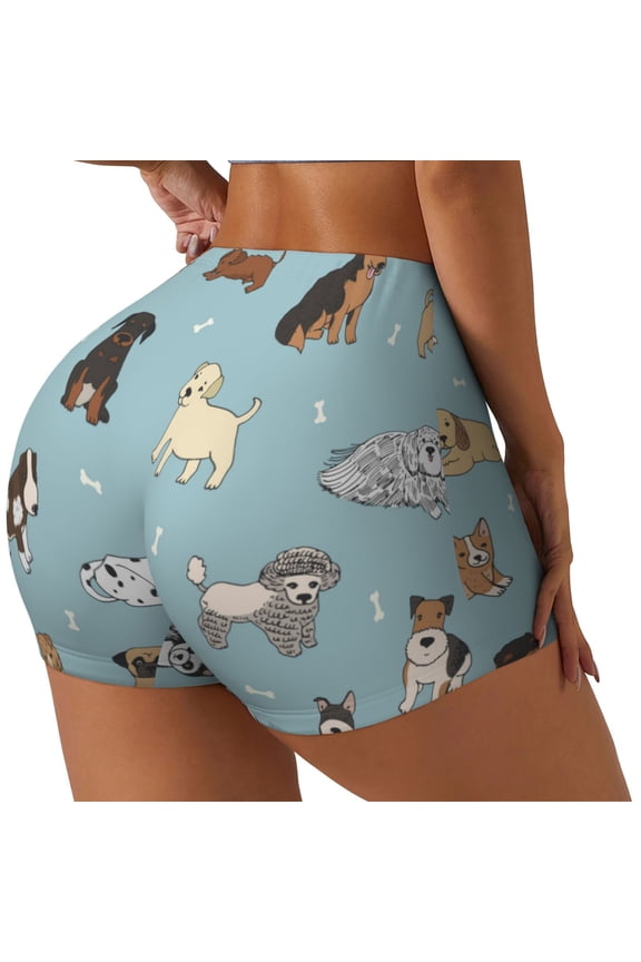 Dog Pets Print Women's Workout Shorts, Gym Shorts for Active Wear, Sports Shorts,Women's Running Shorts,Quick Dry Athletic Shorts-Small