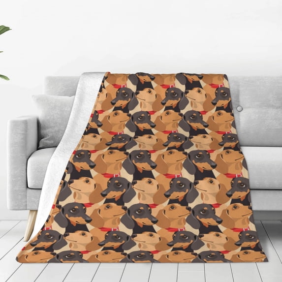 Honeii Dog Print Fleece Blanket - Throw Blanket for Bed, Sofa, Couch, Camping, and Travel , Microplush Ultra Soft Warm Blanket-40"x30"