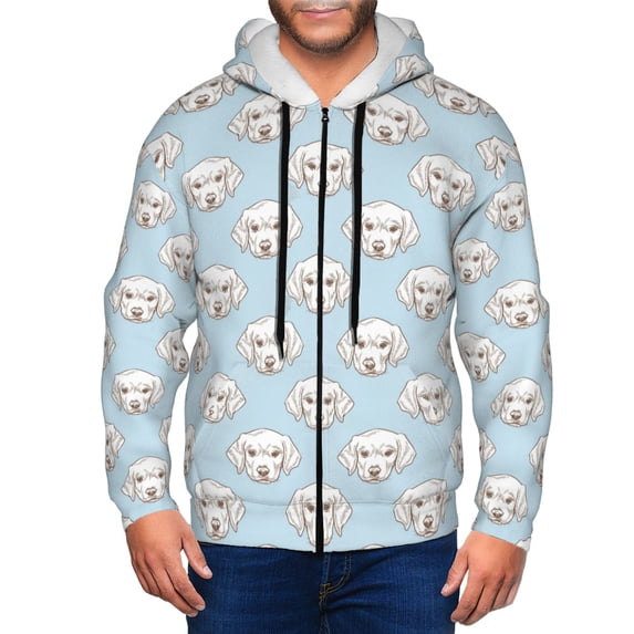 Honeii Dog Print Hoodies for Men, Pullover & Full Zip, Breathable Zip up Hoodie, Sweatshirt-XX-Large