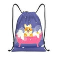 thumbnail image 1 of Honeii Dog Washes in a Pink Bath Print Drawstring Backpack,Drawstring Bags String Backpack Gym Cinch Sack Backpack Sport Bag Draw-Small, 1 of 6