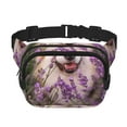 thumbnail image 1 of Honeii Dog in Lavender Flowers Print Square Double Layer Waist Bag,Waist Belt Bag Fashion Fanny Women and Men,For Travel Running Hiking Walking, 1 of 9