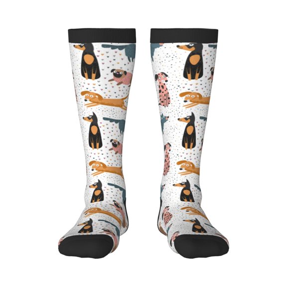 Honeii Dogs Pug Print Long Socks,Novelty Design Socks Gift for Men and Women,Crew Socks,Calf Socks