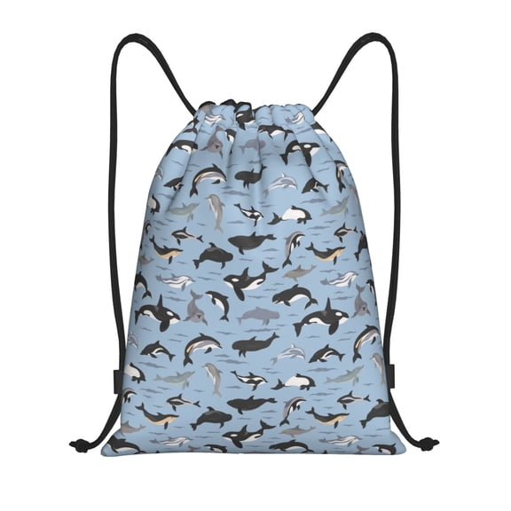 Honeii Dolphins Print Drawstring Backpack,Drawstring Bags String Backpack Gym Cinch Sack Backpack Sport Bag Draw-Small