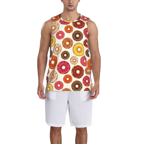 Honeii Donut print basktball shirt for men and women, Unisex basketball jersey for Theme party-Large