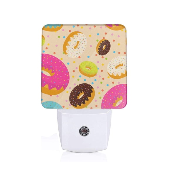 Honeii Donuts Print LED Night Light with Light Sensor, Night Lights Plug Into Wall,Ideal for Bedrooms and Hallways-UK