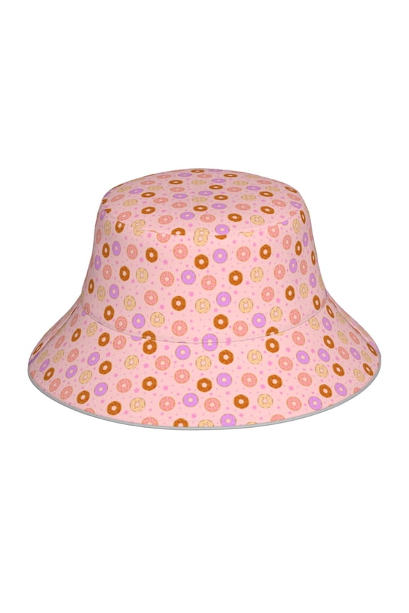 Donuts for Unisex Bucket Hat Waterproof Rain Hat Reversible Shiny Rave Bucket Hat for Concert Festival Boonie Cap