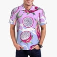 thumbnail image 1 of Honeii Dragon Fruit print Polo Shirt, a classic short-sleeved, button-down golf shirt designed for menX-Large, 1 of 6