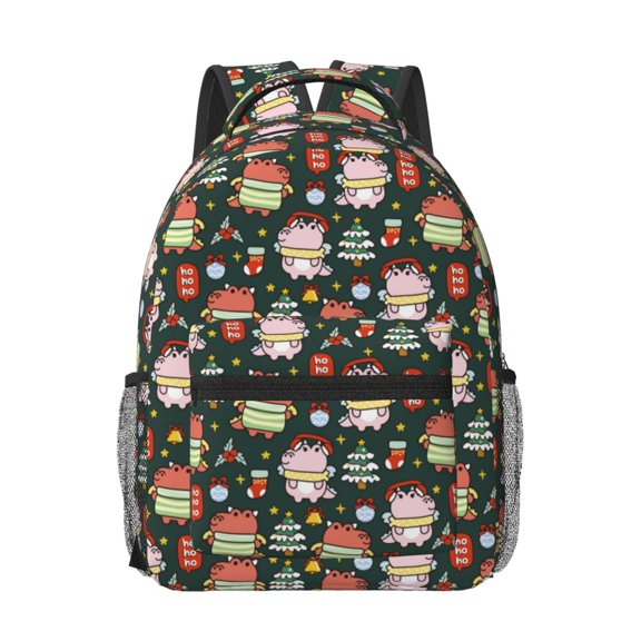 Honeii Dragon With Hohoho Print Backpack for School,15.6 inch Laptop Back Pack for High School and College Students, Waterproof Computer Bookbag-One Size