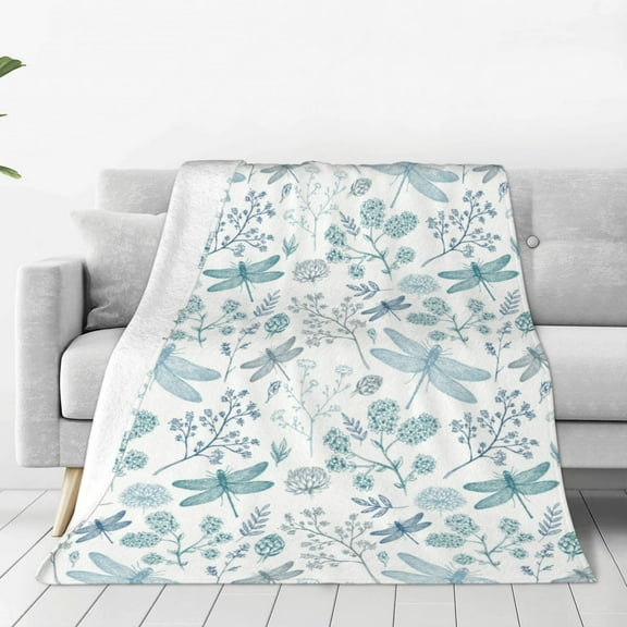 Honeii Dragonfly Print Fleece Blanket - Throw Blanket for Bed, Sofa, Couch, Camping, and Travel , Microplush Ultra Soft Warm Blanket-40"x30"