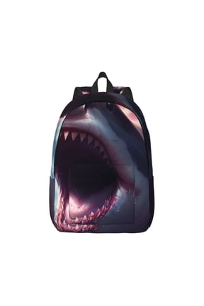 Dramatic Shark Attack Print Canvas College Laptop Backpack, Durable Rucksack Travel Notebook Bag School Backpack Book Bag for Men Women-Medium