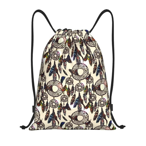 Honeii Dreamcatcher Print Drawstring Backpack,Drawstring Bags String Backpack Gym Cinch Sack Backpack Sport Bag Draw-Medium