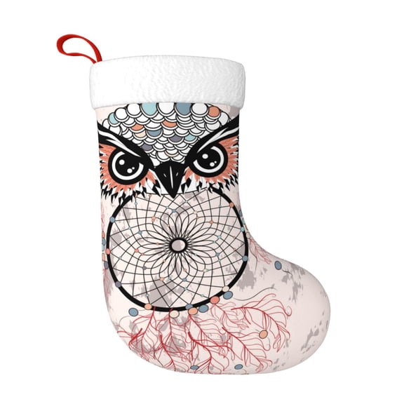 Honeii Dreamcatcher With Owl for Christmas Stocking,Large Xmas Stocking,Holiday and Family Stocking for Fireplace Christmas Holiday Party Decoration