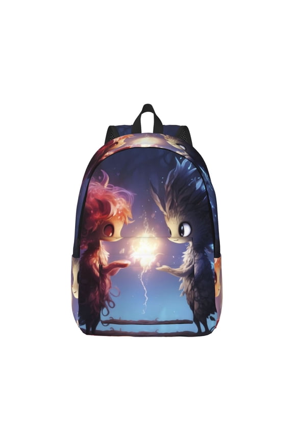 Dreamy Forest Elf Print Canvas College Laptop Backpack, Durable Rucksack Travel Notebook Bag School Backpack Book Bag for Men Women-Medium