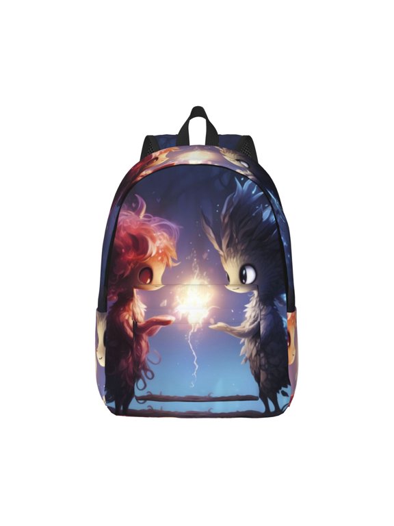 Dreamy Forest Elf Print Canvas College Laptop Backpack, Durable Rucksack Travel Notebook Bag School Backpack Book Bag for Men Women-Small