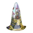 thumbnail image 1 of Honeii Dreamy Mushroom House Print Poncho Cape, Cloak Coat, Snuggly Hooded Wearable Blanket, Hooded Cape For Teenagers,Halloween Costumes-Medium, 1 of 7