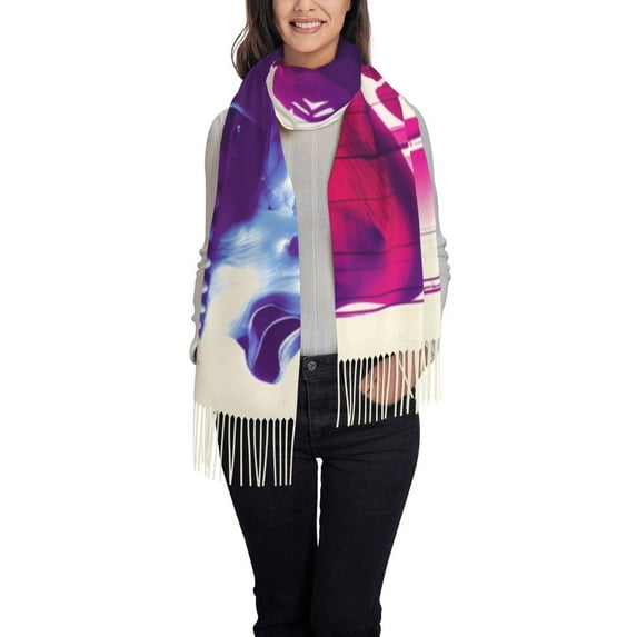 Honeii Dual Skulls Colorful Fusion Print Scarf Oversized Scarf Tassel Fall Winter Thick Scarf Warm Shawl Women,Women's Scarves & Wraps