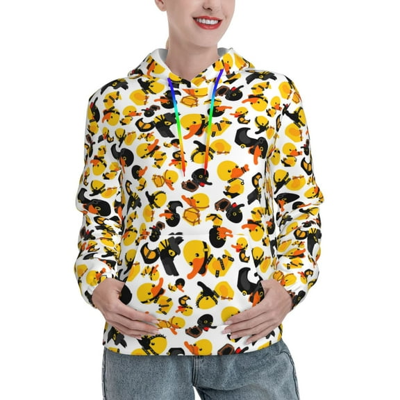 Honeii Duck In Black Suit1 Pattern Womens Oversized Hoodies Long Sleeve Sweatshirts Pullover Fall Outfits with Pocket-Large