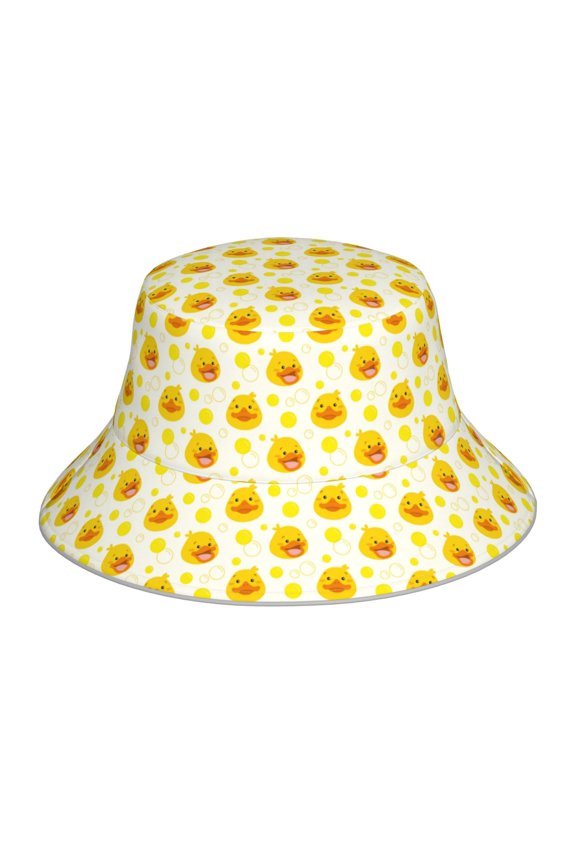 Ducky Cartoon for Unisex Bucket Hat Waterproof Rain Hat Reversible Shiny Rave Bucket Hat for Concert Festival Boonie Cap