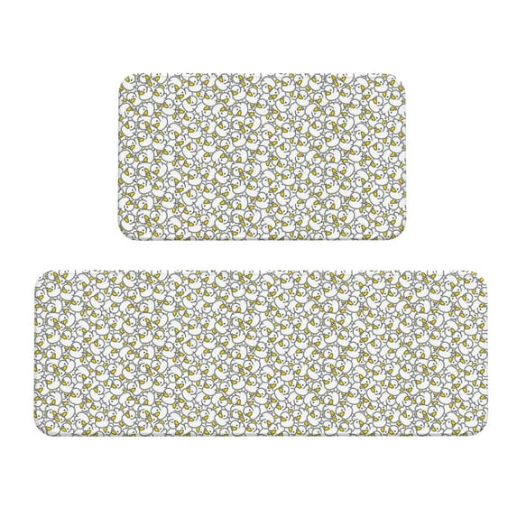 Honeii Ducky Print Kitchen Mat [2 PCS] for Floor, Waterproof Non-Slip Rugs, Kitchen Decor,Standing Mat for Floor,Office, Sink, Laundry