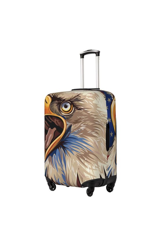 Eagle With USA Flags Elastic Luggage Cover, featuring double-sided printing, is the ideal companion for travel, business trips, and daily use(not included suitcase )-Small