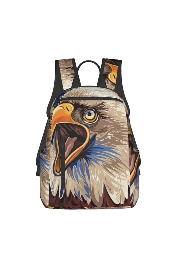 Eagle With USA Flags Print Lightweight Backpacks,Carry on Backpack,Durable Backpack for School, Work & Travel