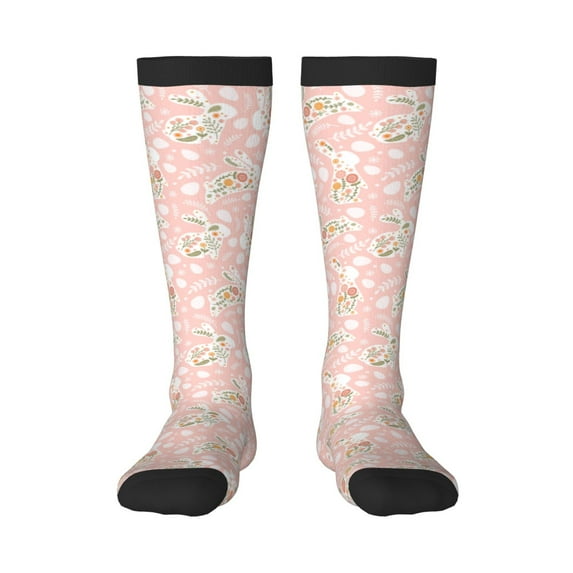 Honeii Easter Bunny Print Long Socks,Novelty Design Socks Gift for Men and Women,Crew Socks,Calf Socks