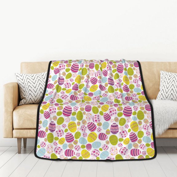 Honeii Easter Egg for Throw Blanket for Couch - Thick Blanket, Soft Fuzzy Plush Throw Blanket for All Seasons, Double Sided Blanket,50x60 In