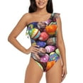 thumbnail image 1 of Honeii Easter Eggs1 for women's one-piece swimsuit featuring a chic one-shoulder design experience elegance and style in the water-X-Large, 1 of 6