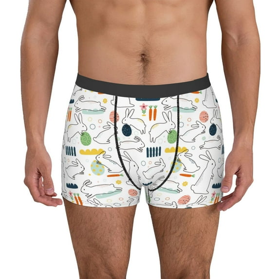 Honeii Easter Rabbit Men's Underwear Boxer Briefs Pack, ComfortSoft Boxer Brief for Men, Moisture-Wicking Breathable-Small