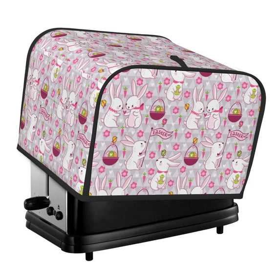 Honeii Easter Rabbit Print 4 slice Toaster Cover, Two Slice Toaster Dust-proof Cover For Kitchen Small Appliance and Fingerprint Protection