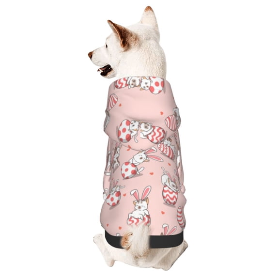 Honeii Easter Rabbit Print Small Dog Hoodies Pet Hooded Sweatshirts Fall Winter Puppy Cat Sweaters Warm Clothes for Small Dogs Outfits Costume-Small