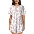 thumbnail image 1 of Honeii Easter bunny footprint for Women's Summer Pajama Set ,Soft Short Sleeve Shirt & Matching Bottoms,Loungewear,2PCS Sleepwear Relaxed Home Wear-Medium, 1 of 6