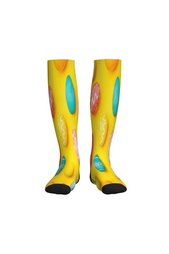Easter eggs (2) Print Sports Compression Socks,Running Crew Socks,Moisture-Wicking Anti-Blister Hiking&Gym Athletic