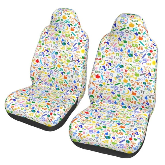 Honeii Education And Science Print Car Seat Covers 2 Pieces, Full Set Universal Seat Covers for Cars, Waterproof Auto Seat Protectors