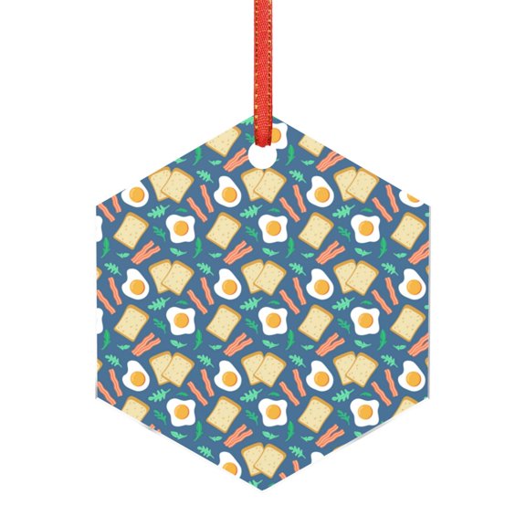 Honeii Eggs Toast Bacon And Arugula Print Christmas Tree Acrylic Ornament | Christmas Decoration, Living Room Bedroom Garden Seasonal Decor for Christmas Tree-Hexagon