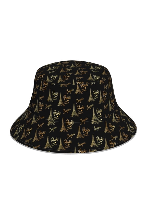 Eiffel Tower for Unisex Bucket Hat Waterproof Rain Hat Reversible Shiny Rave Bucket Hat for Concert Festival Boonie Cap
