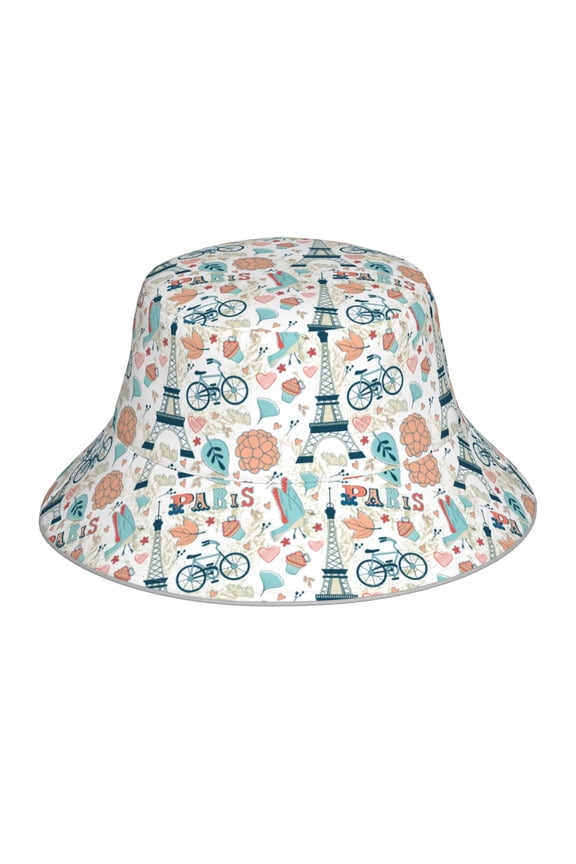 Eiffel Tower for Unisex Bucket Hat Waterproof Rain Hat Reversible Shiny Rave Bucket Hat for Concert Festival Boonie Cap